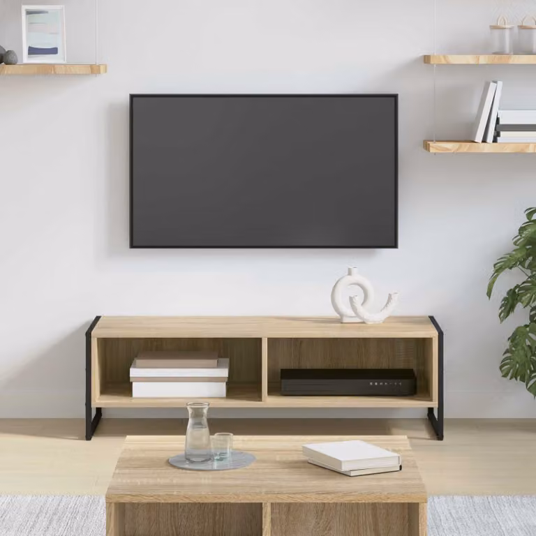 Supporto TV mobile vidaXL in stile industriale, Rovere Sonoma e metallo, L 100 x P 36 x H 30,5 cm
