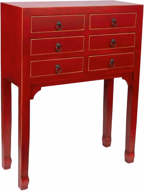 Mobile da ingresso in legno con 6 cassetti 63x26x82h cm