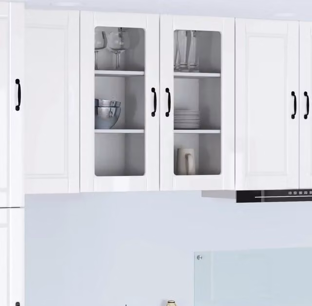 Set di 2 pensili da cucina vidaXL bianco lucido con ante a battente L/P/H: 40 x 31 x 80 cm