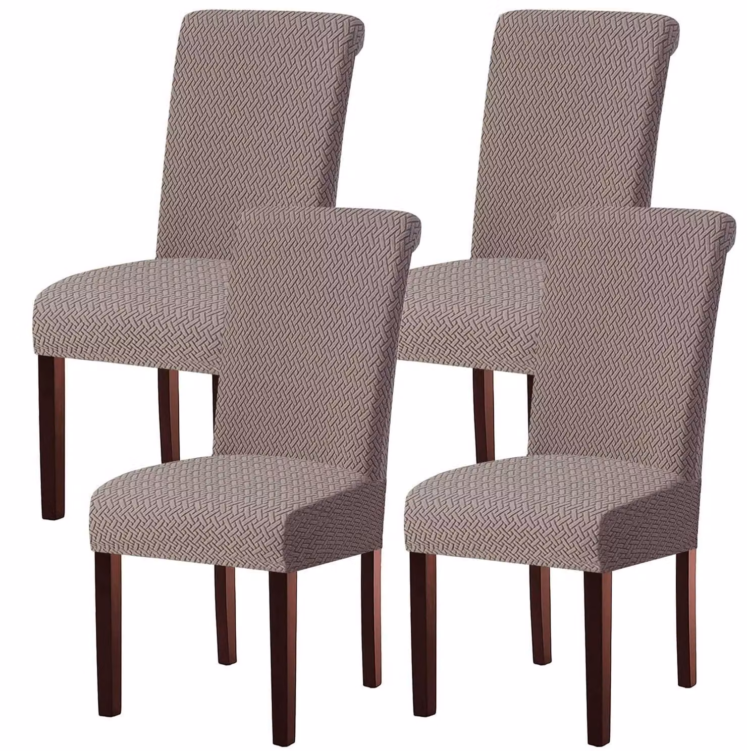 Copri sedie, set da 4, in tessuto elasticizzato jacquard, lavabili, universali per sedie