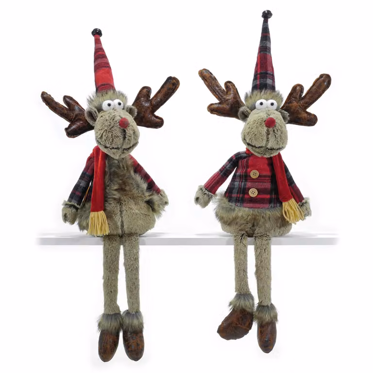 Renna Natalizia Decorativa Seduta con Gambe Penzolanti Vestiamo Casa, Multicolore, Altezza: 70 cm