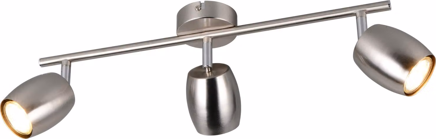 Plafoniera, metallo, argento, GU10, 3 fiamme, L 47,5 cm