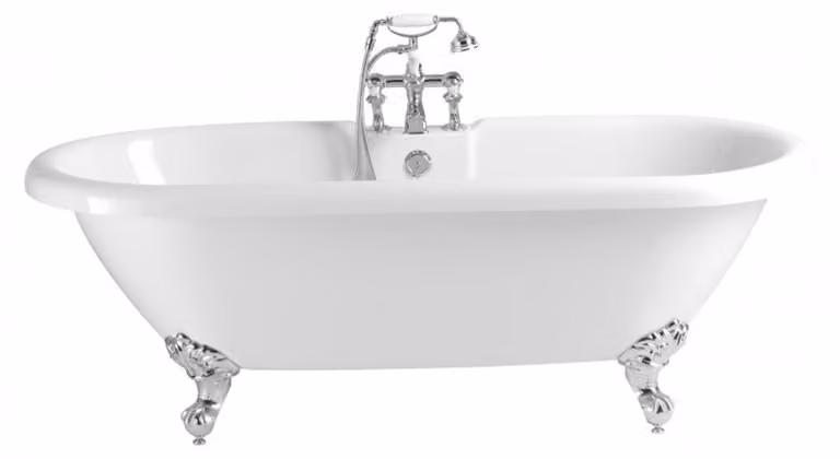 Vasca da bagno freestanding in stile Art Nouveau, marca Casa Padrino, colore bianco, 1495 mm - Vasca da bagno retro in stile barocco