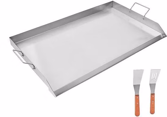 Piastra in acciaio inossidabile – Rettangolare (910 x 525 mm) – Superficie liscia, adatta a griglie a gas e barbecue, ideale per il teppanyaki e la cottura portatile, con manico