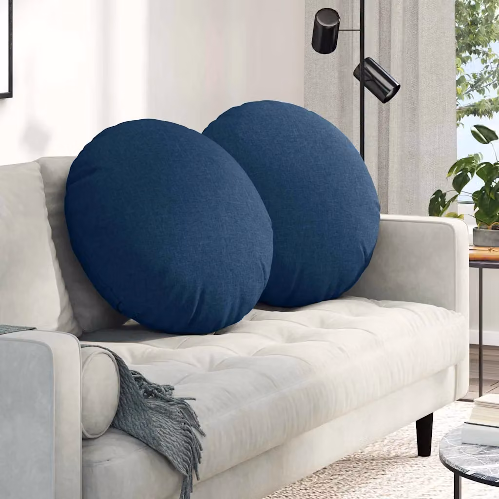 Set di 2 cuscini per seduta rotondi vidaXL in tessuto blu, Ø 60 x 21 cm