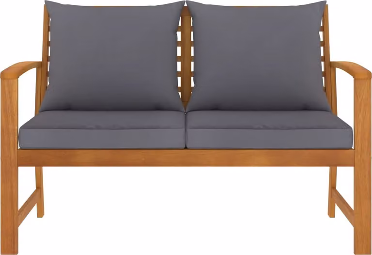 Panca da Giardino 120 cm Cuscino Grigio Scuro Legno di Acacia