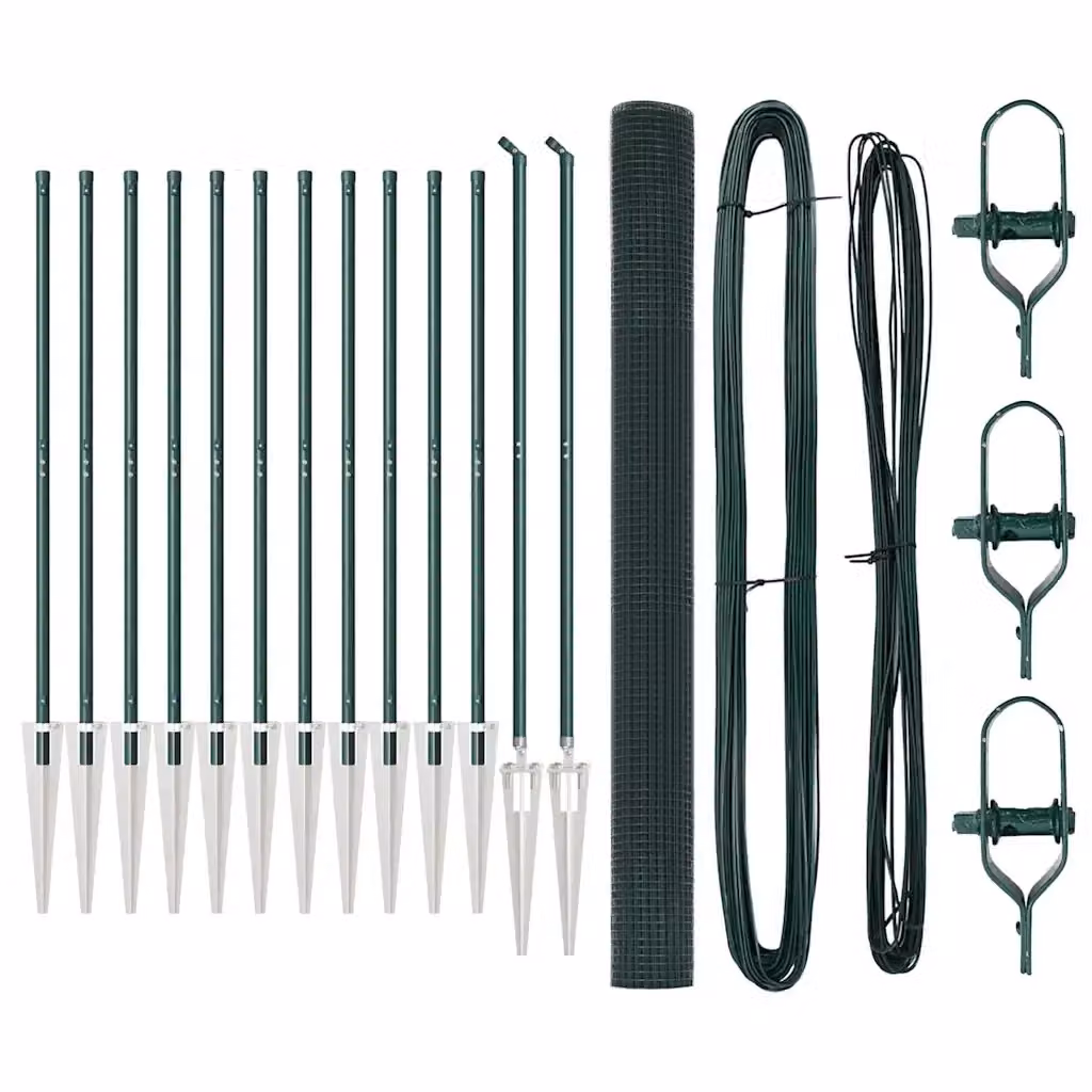 Recinzione in rete saldata con punte vidaXL, verde, in acciaio rivestito in PVC, L: 25 m, H: 1,5 m – 2