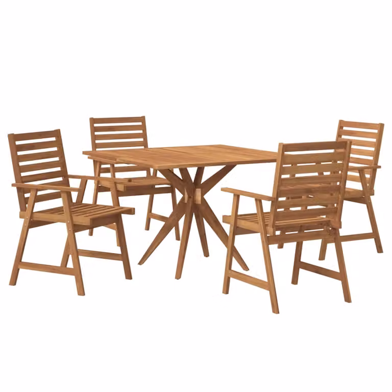 set da pranzo da giardino 5 pezzi in legno massiccio di acacia