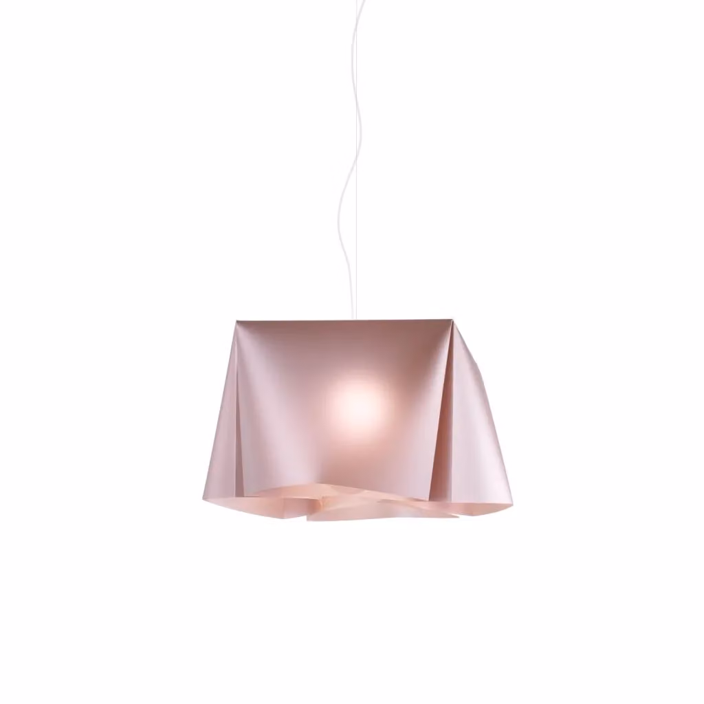 Lampada a sospensione moderna Wanda Polilux Pink con finitura in metallo cromo, diametro 45 cm – 2