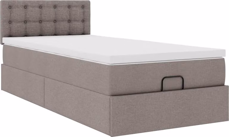 Struttura Letto Pouf con Materasso Tortora 80x200 cm in Tessuto