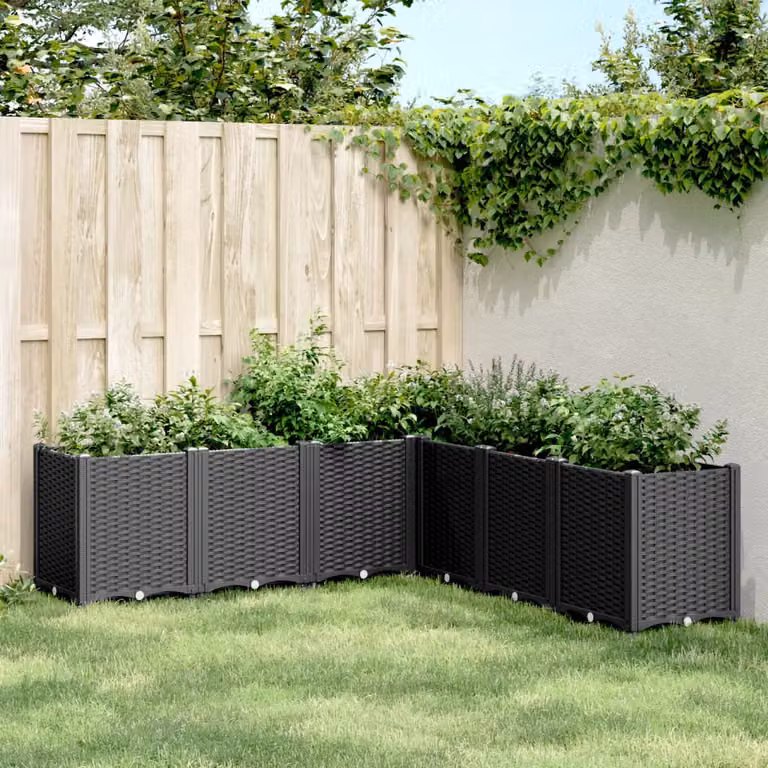 Fioriera da giardino vidaXL nera in plastica L/P/H: 160 x 160 x 53 cm