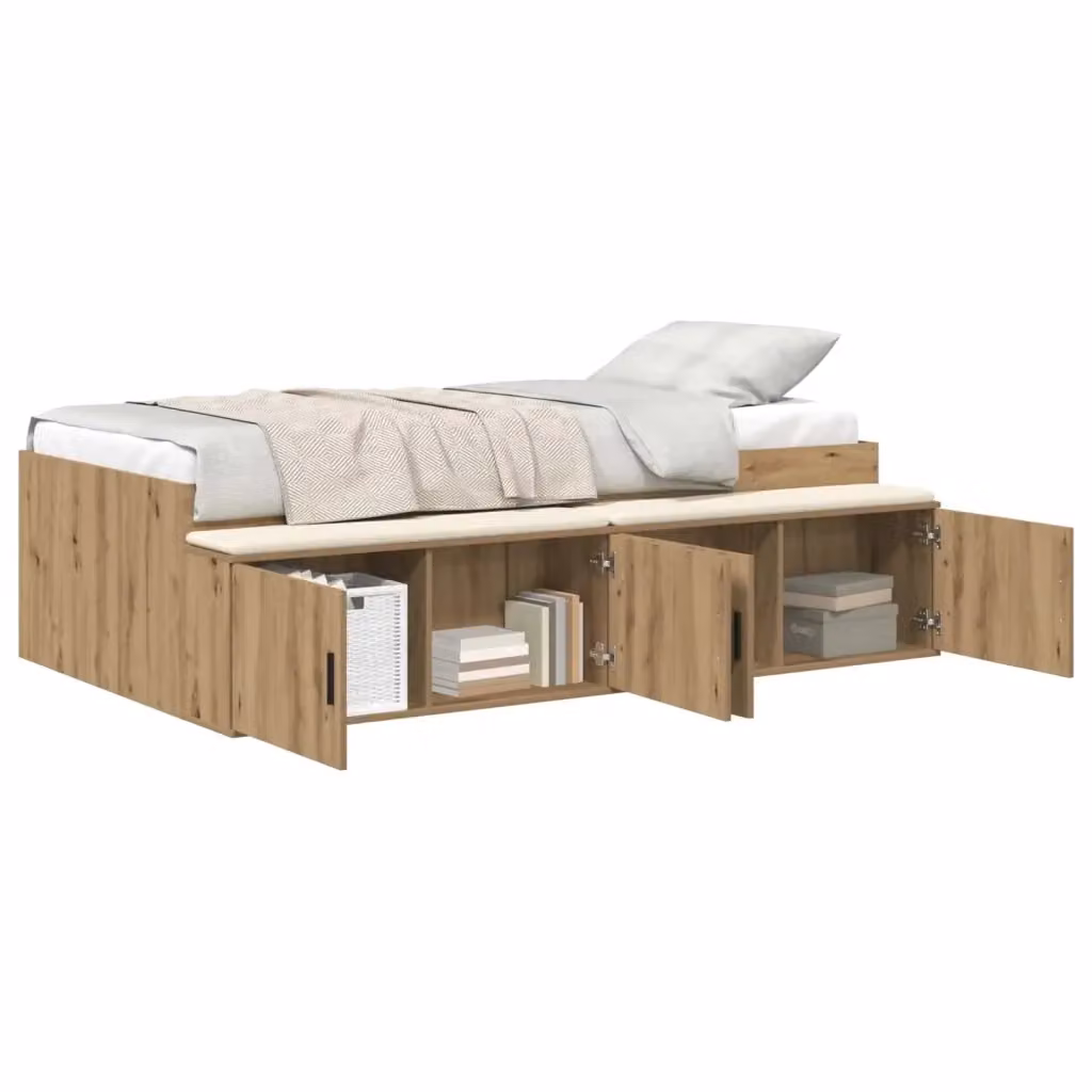 Struttura letto moderno con cassetto vidaXL in legno color rovere marrone 90 x 190 cm – 2