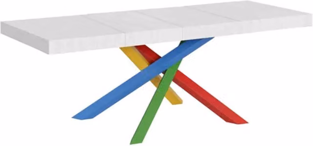 Tavolo allungabile Itamoby Volantis Premium bianco frassino con gambe multicolore L: 180-440 cm, P: 90 cm – 1