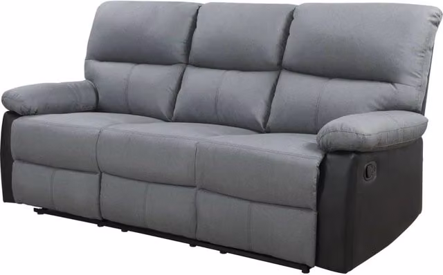Divano reclinabile "Lincoln" - 197 x 89 x 103 cm - 3 posti a sedere - Nero / Grigio scuro