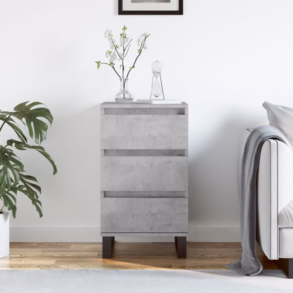 Credenza moderna vidaXL in legno e metallo, colore grigio, L 40 cm x P 35 cm x H 70 cm