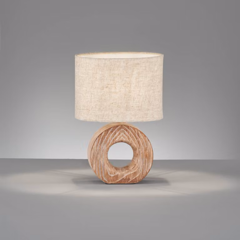 FISCHER & HONSEL Lampada da tavolo Hanke, Legno scuro, Camera da letto, Metallo, Lampada da tavolo