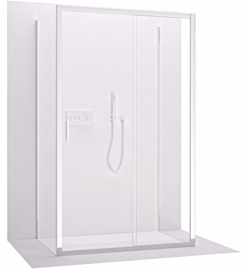 Cabina doccia angolare Varone LINE U L/P - 6 mm - vetro trasparente cromato - 160x90x195 cm - scorrevole
