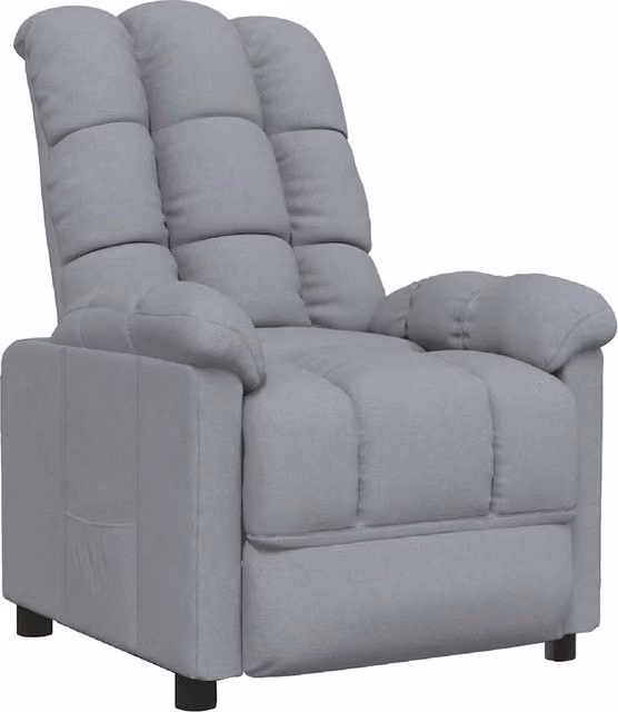 Poltrona | Sedia Relax Reclinabile in Tessuto Grigio Chiaro