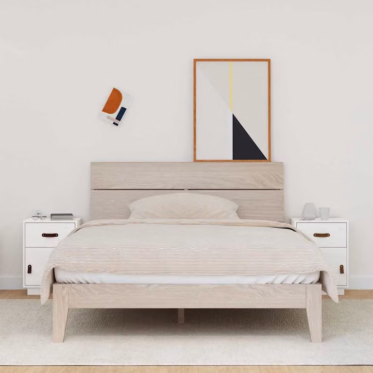 Set di 2 comodini bianchi vidaXL in legno massello di pino per camera da letto, L 40 cm, P 34 cm, H 55 cm