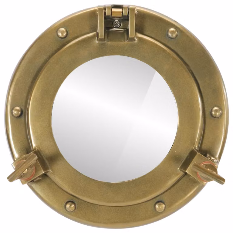 Specchio da Parete Design Oblò Ø23 cm in Alluminio e Vetro
