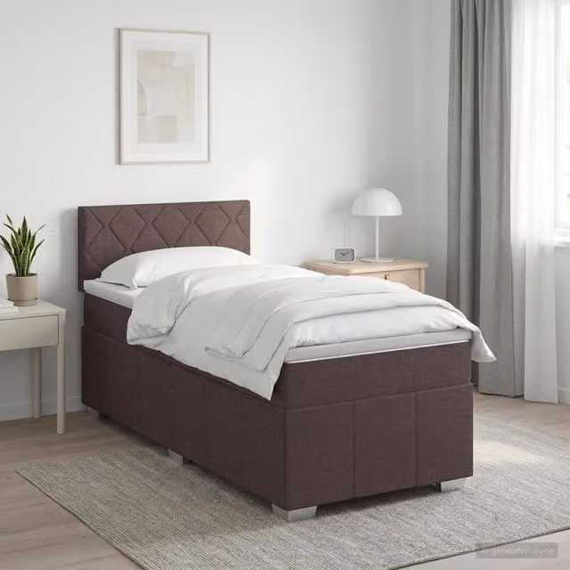 Letto box spring con materasso vidaXL in tessuto marrone e bianco con base a sollevamento, L/P/H: 90 x 200 cm – 1