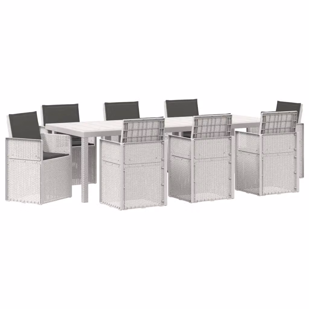 Set da pranzo per giardino e terrazzo vidaXL in plastica da 9 pezzi Bianco e Antracite – 2