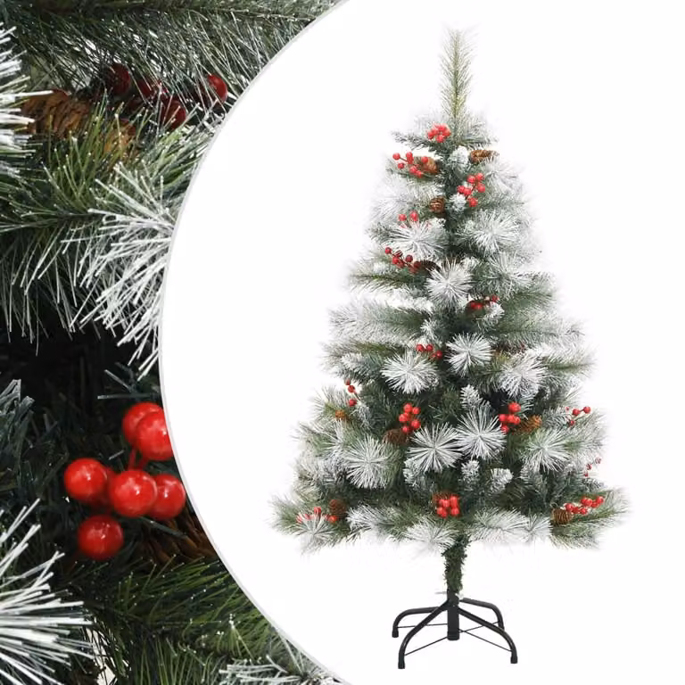 Maison Exclusive - Albero di Natale artificiale pieghevole, con decorazioni a forma di pigne e bacche, altezza 120 cm