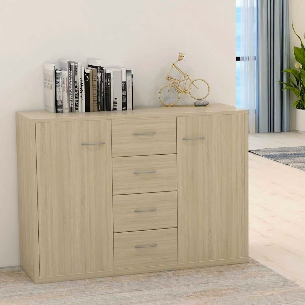 Credenza vidaXL in Rovere Sonoma e Legno Multistrato, L 88 x P 30 x H 65 cm