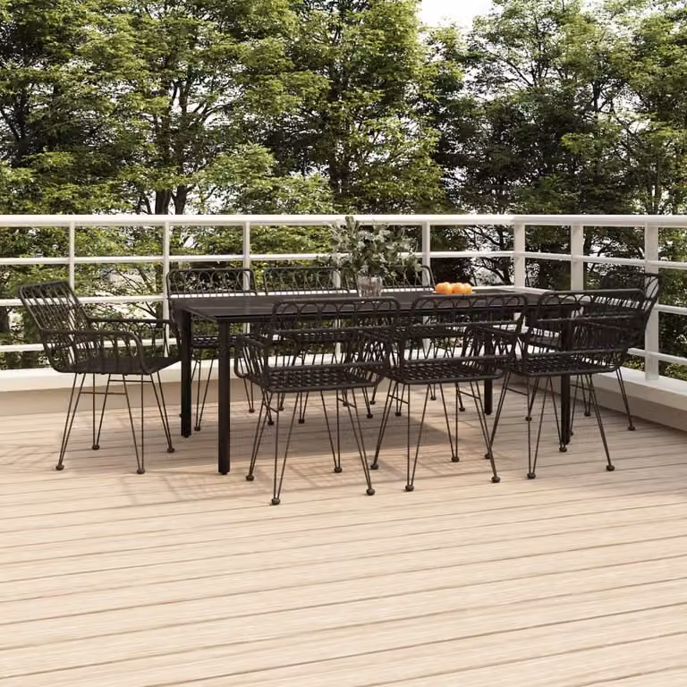 Maison Exclusive - Set da pranzo da giardino 9 pezzi in polyrattan nero