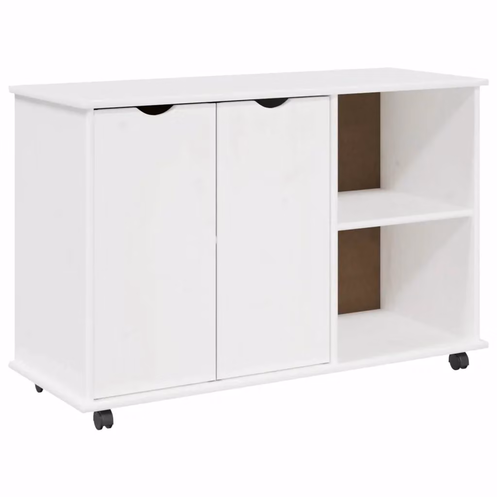 Mobile con ruote vidaXL in legno di pino bianco L: 100 cm, P: 39 cm, H: 65,5 cm – 2