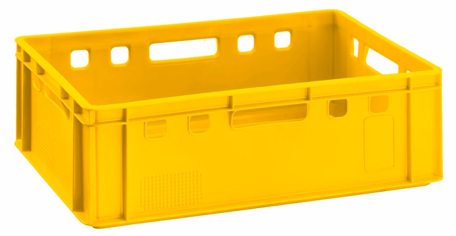 Cassa per carne E2 giallo 60x40x20cm Cassa di stoccaggio Eurobox dalla Germania sicura per gli alimenti, robusta, impilabile