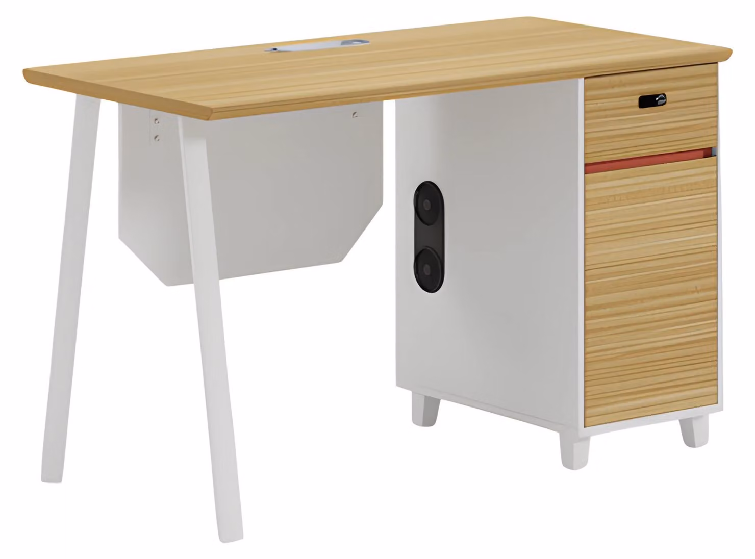 Schreibtisch Holzoptik mit Stauraum und weißen Beinen Modernes Büromöbel Design