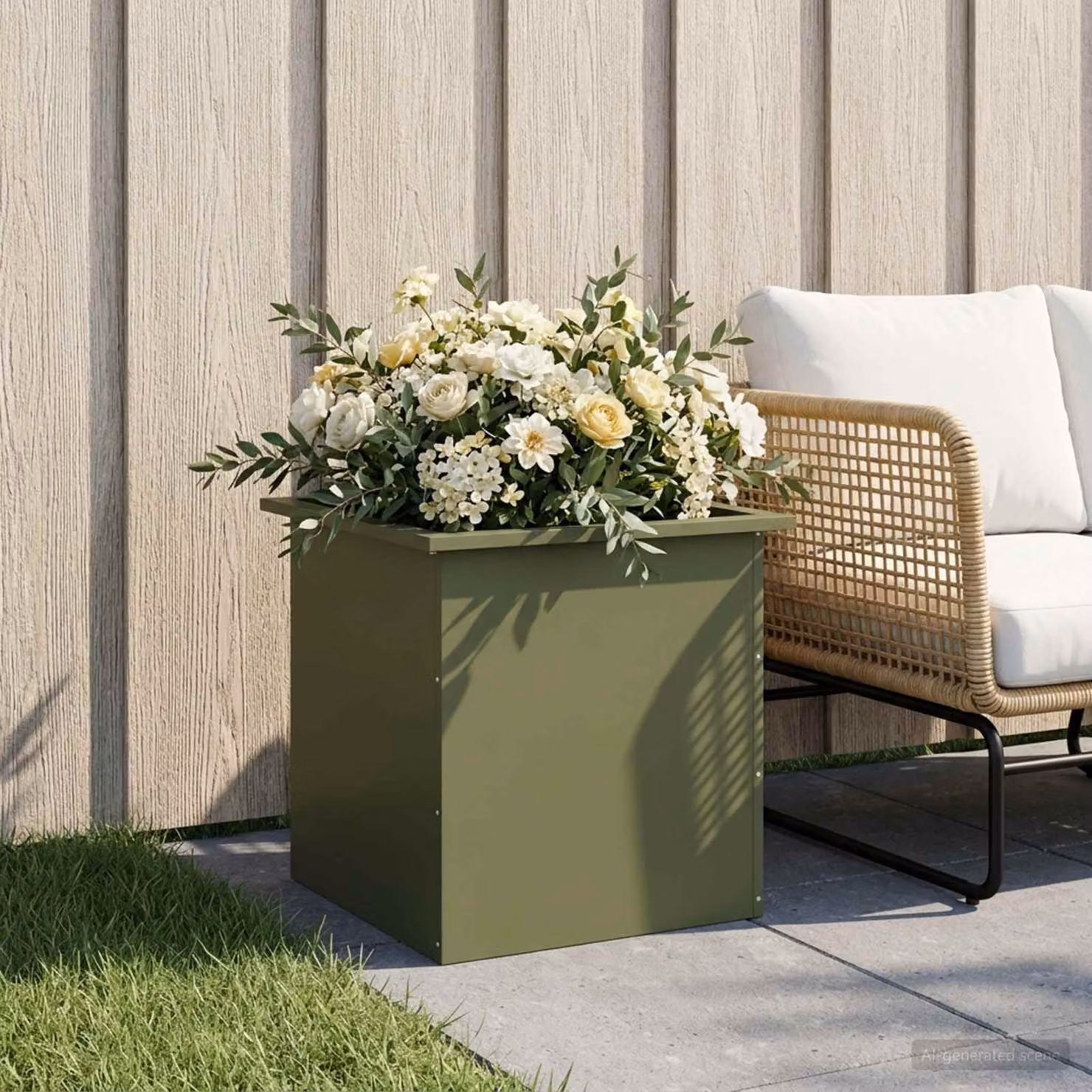 vidaXL Fioriera da giardino in acciaio con LED Verde, L 50 x P 50 x H 48 cm