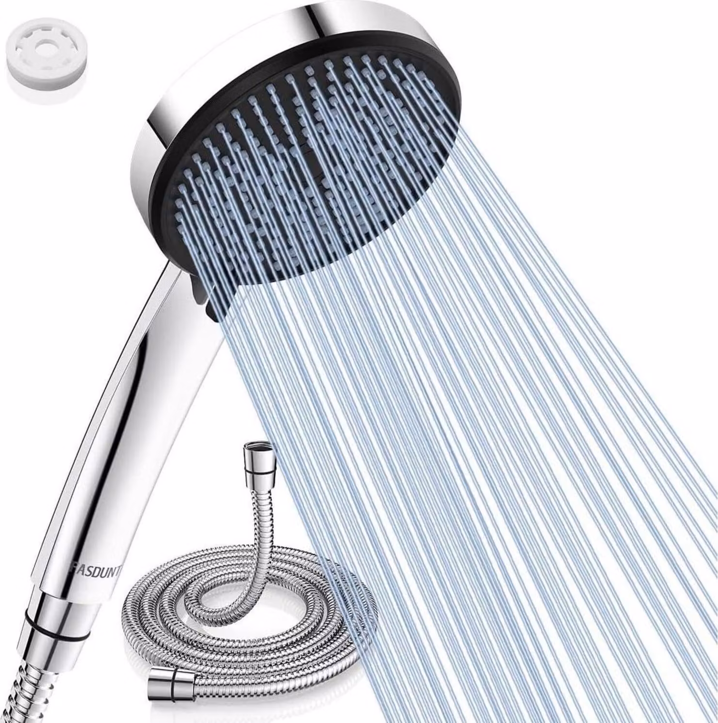 FASDUNT soffione doccia 5 modalità di getto con tubo flessibile premium, 2M