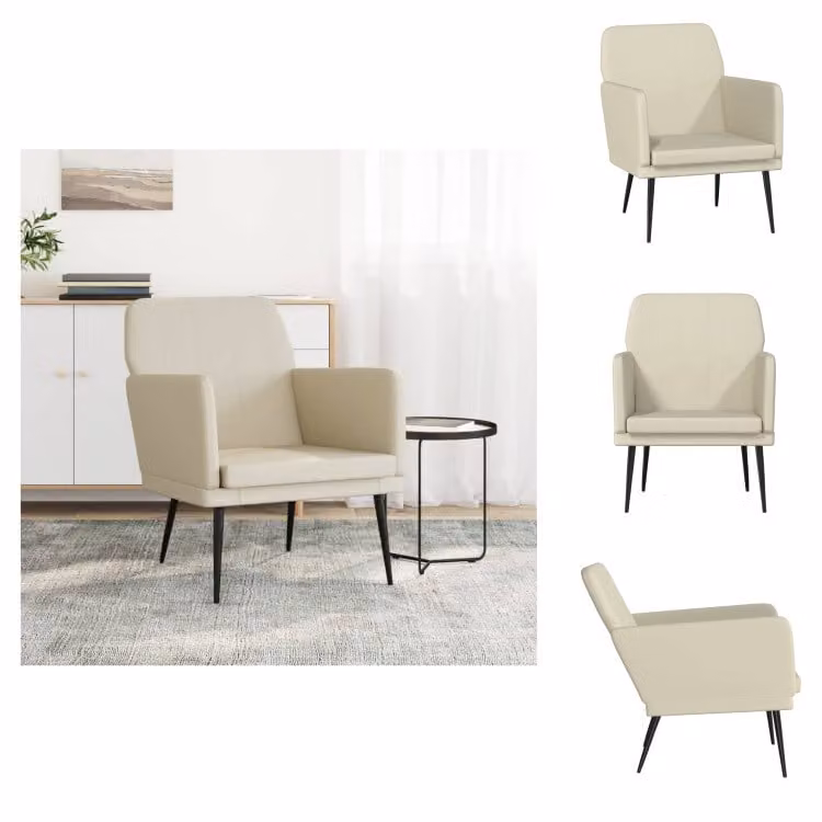 vidaXL Poltrona crema 61x78x80 cm in Pelle finta - Poltrona