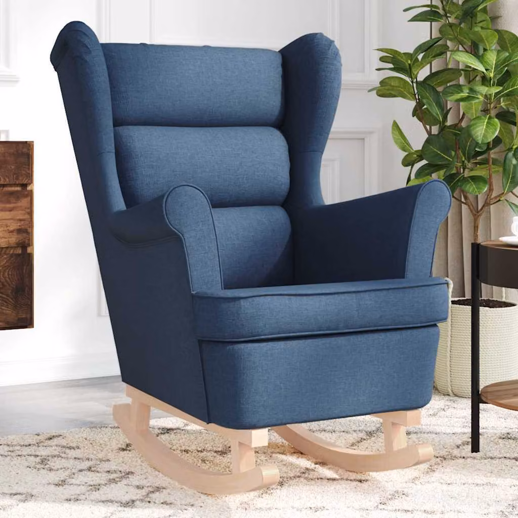 Maison Exclusive - Poltrona a dondolo, colore blu, dimensioni 74x90x102 cm, rivestimento in tessuto