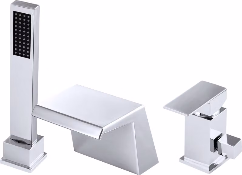Granitan - Rubinetto per vasca da bagno - A cascata - A 3 fori - Cromo - Rubinetto da bagno - NARO