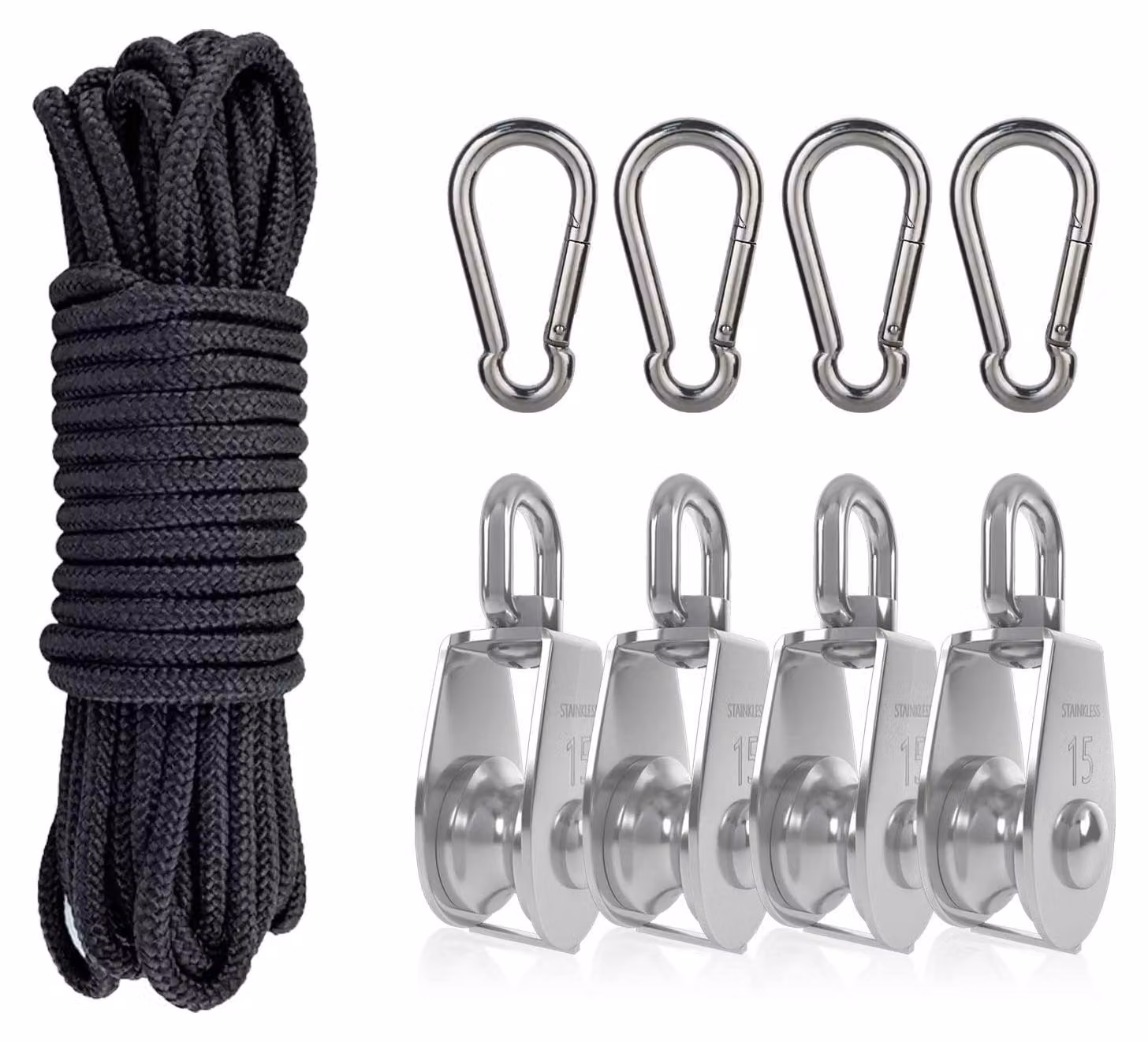 Set di 4 carrucole M15, realizzate in acciaio inossidabile 304