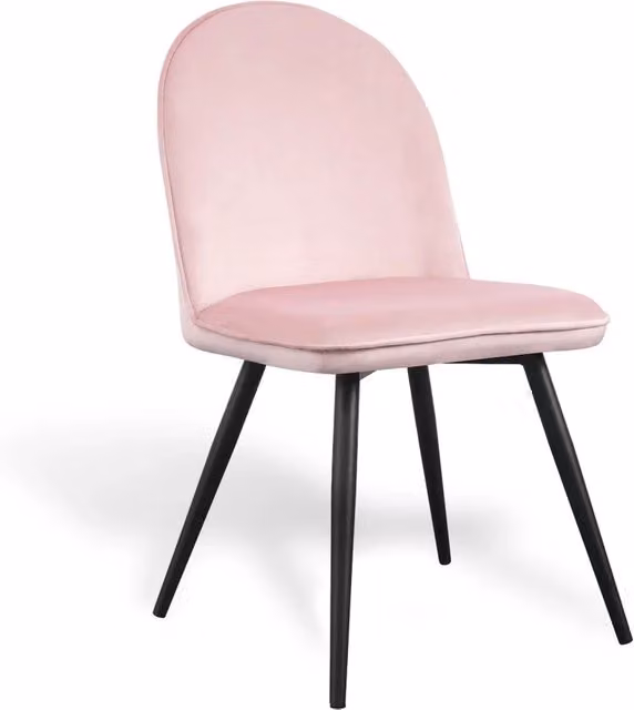 Sedia Hadley Casa Thai S.L. in velluto rosa con struttura in metallo nero opaco