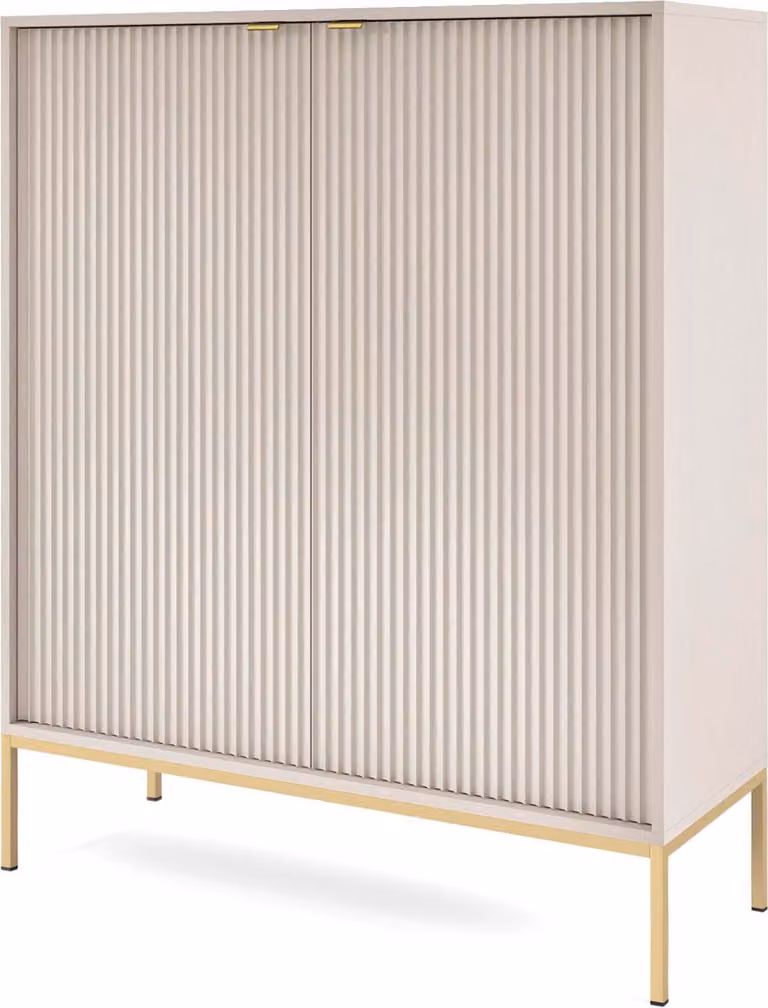 FURNLUX Credenza Avon Beige e Oro 104cm / Colore principale: Beige / Dimensioni: 104 x 125 x 39 cm