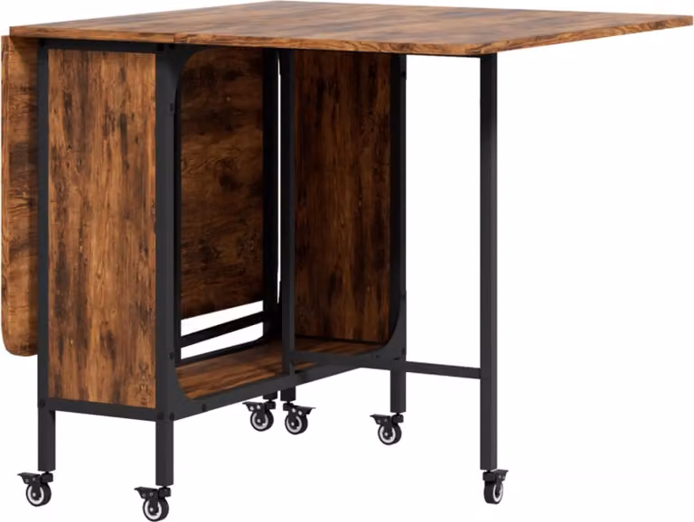 Tavolo da pranzo pieghevole, tavolo pieghevole portatile per 6 persone, con ripiano, portata massima 50 kg, 130 x 80 x 74 cm, rosso-marrone,