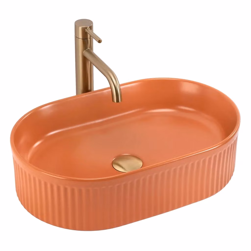 Lavabo da appoggio ovale in ceramica Rea Vanda color Cinnamon Matt – 2