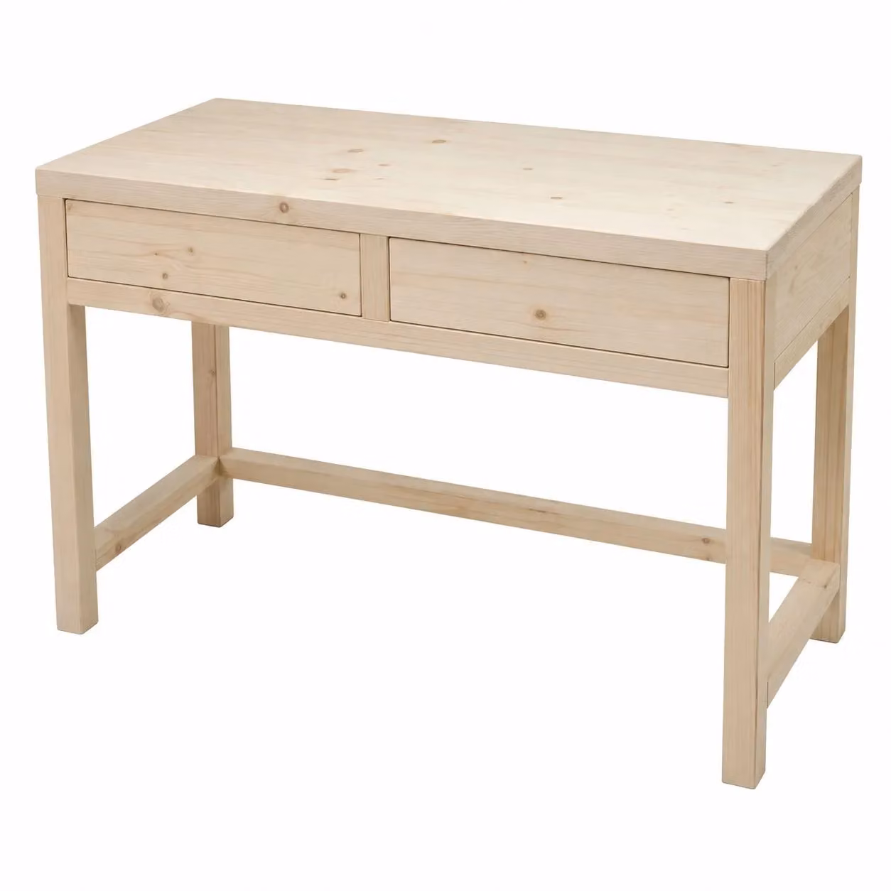Scrivania con 2 cassetti in legno massello di abete grezzo Mobili 2G L: 110 cm, P: 55 cm, H: 80 cm – 1