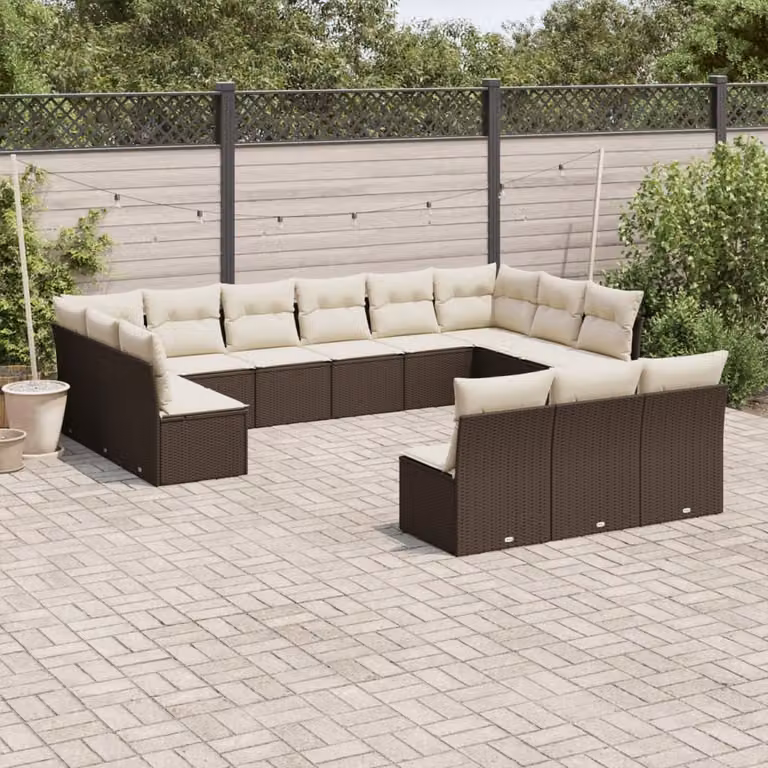 Maison Exclusive - Set Divani da Giardino 13 pz con Cuscini Marrone in Polyrattan
