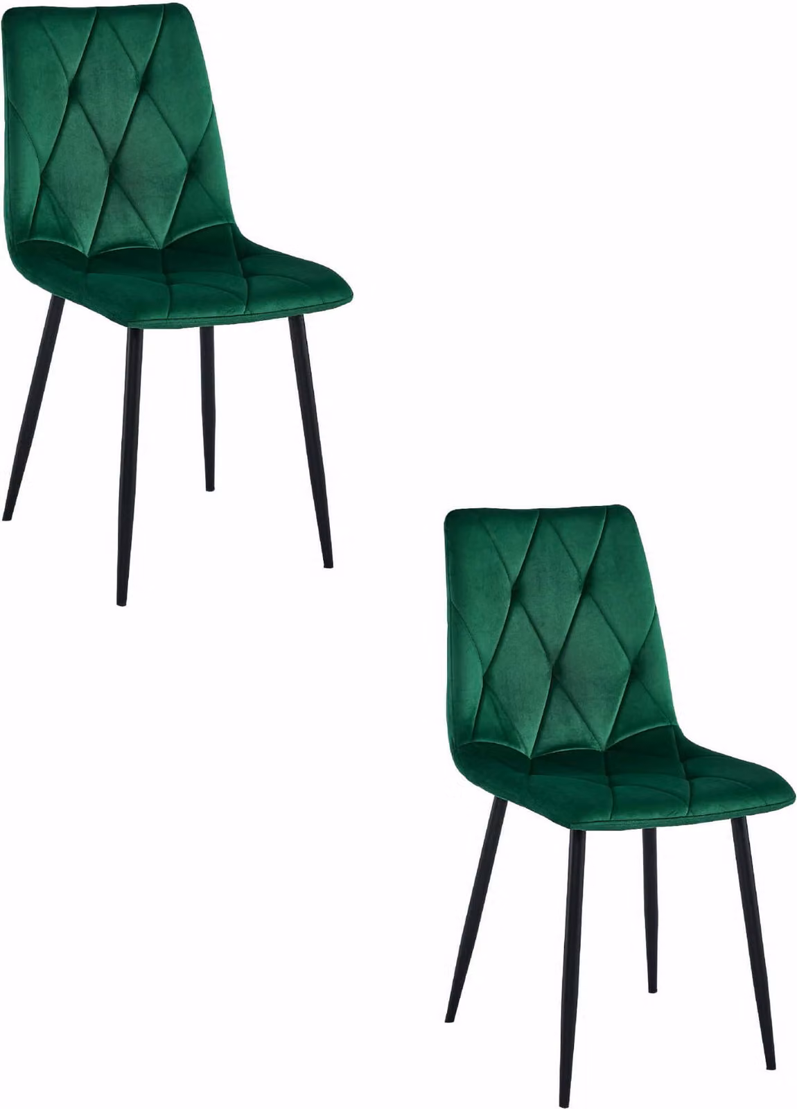 LIBRA Sedie da pranzo, da salotto, da ufficio - velluto verde scuro / gambe nere 2 pezzi