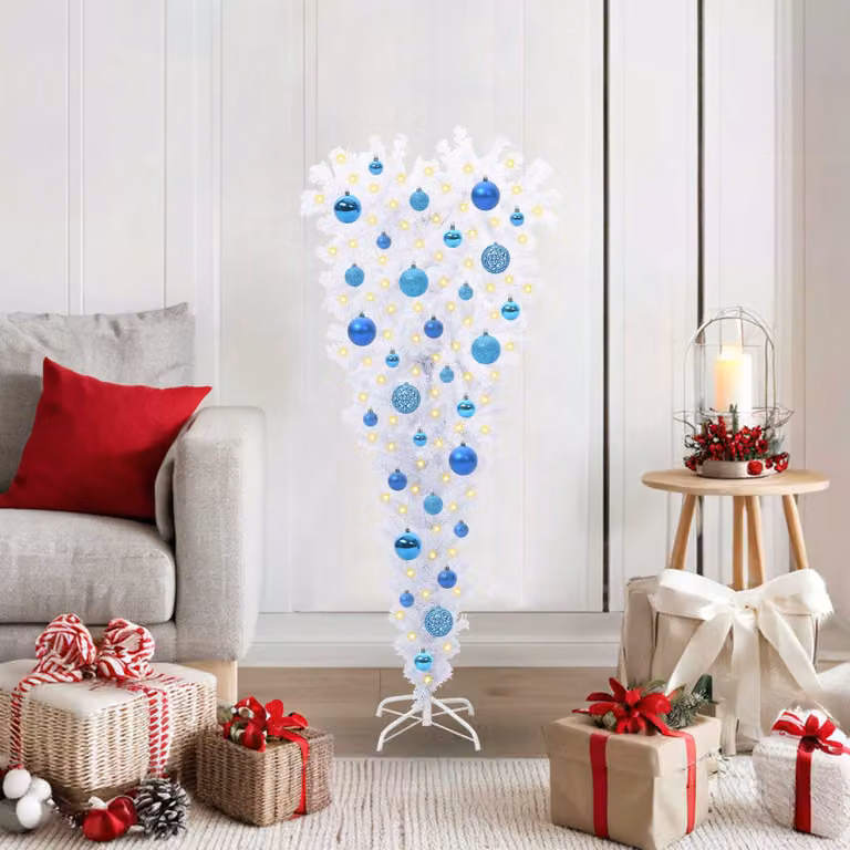 Albero di Natale artificiale moderno vidaXL bianco con luci LED RGB in PVC e metallo