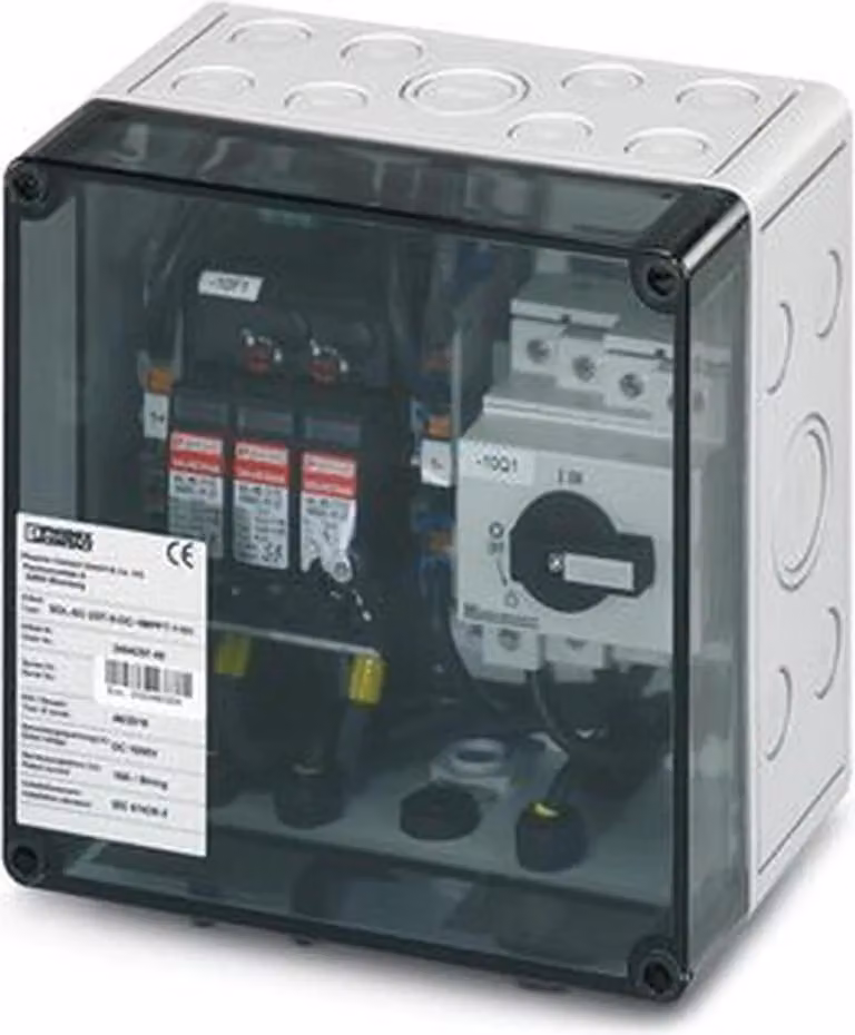 Scatola di connessione FV Phoenix Contact, 1 MPPT, 2IN/1OUT per MPPT, ÜSS tipo I/II, sezionatore, SUNCLIX, 1 pz.