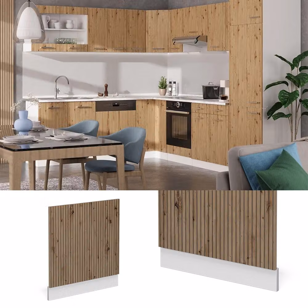 Pannello frontale R-Line Vicco in Rovere artigianale e Bianco con PL Antracite, Larghezza: 60 cm – 2