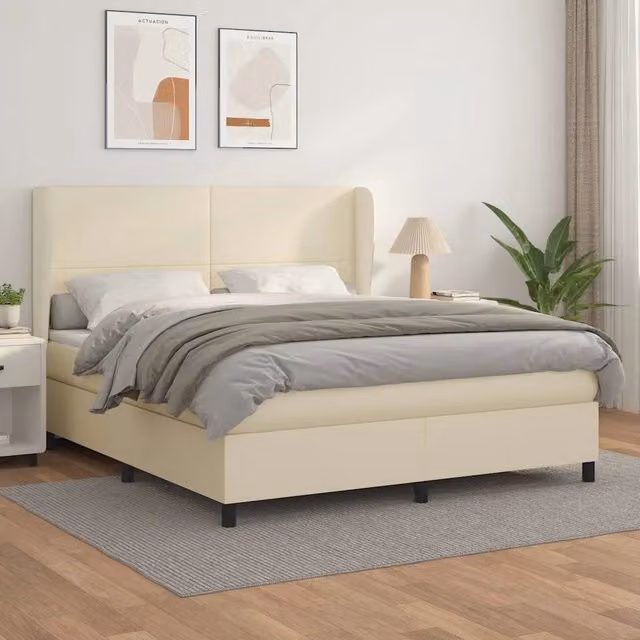 Giroletto a Molle con Materasso Crema 180x200 cm in Similpelle 3128927