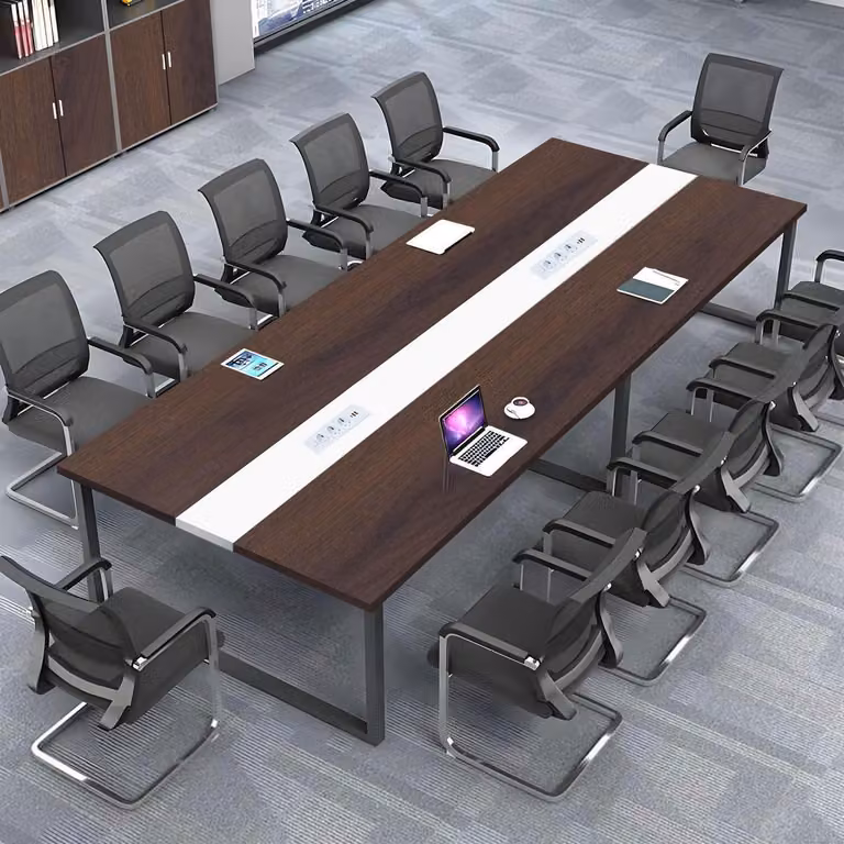 Tavolo da conferenza con sistema di gestione dei cavi, dimensioni 200x80x74 cm, design moderno, ideale per l'ufficio